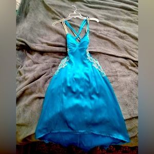 Blue high/low homecoming dress